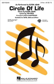 cover Circle of Life Two-Part choral sheet music cover